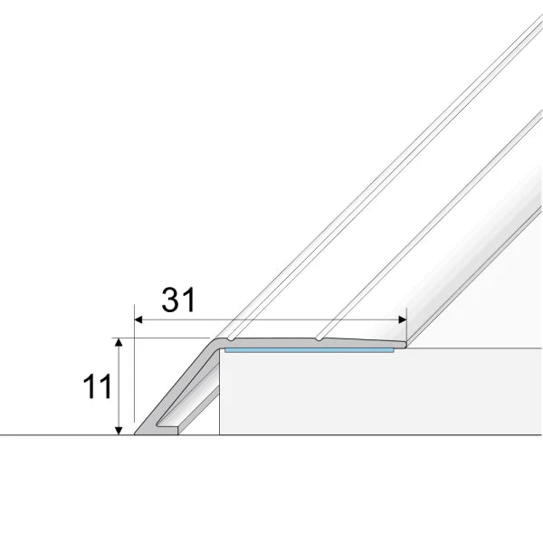 A45 31mm anodised aluminium self adhesive door threshold ramp profile for smooth UK floor transitions 1