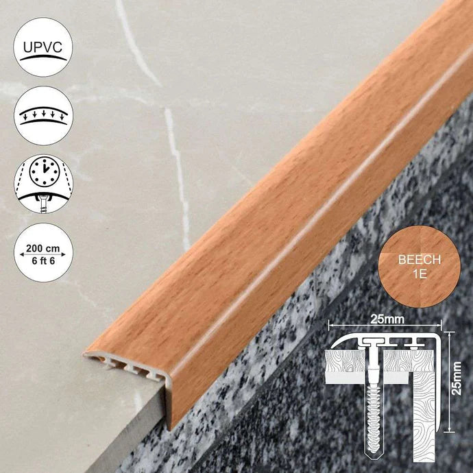 D-K0100 Pvc Wood Effect Stair Nosing Edge Trim ( 45 x 22mm )