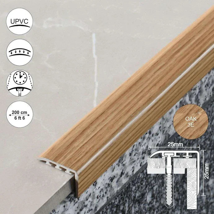 D-K0300 25x25mm PVC Wood Effect Stair Nosing | Durable Edge Protection 7