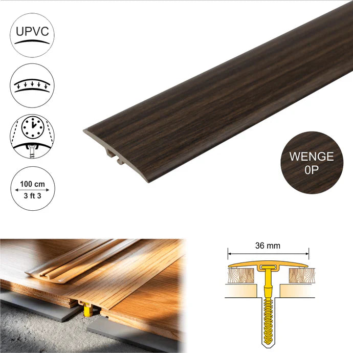 D-P0100 36mm Pvc Wood Effect Door Threshold Flat Profile