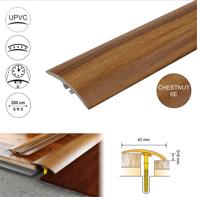 D-P0200 42mm Pvc Wood Effect Door Threshold Strip