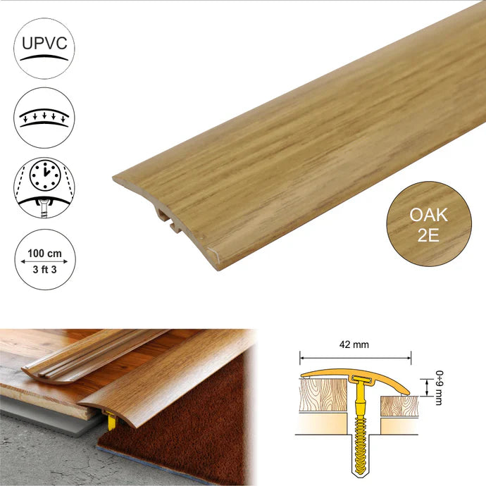 D-P0200 42mm Pvc Wood Effect Door Threshold Strip