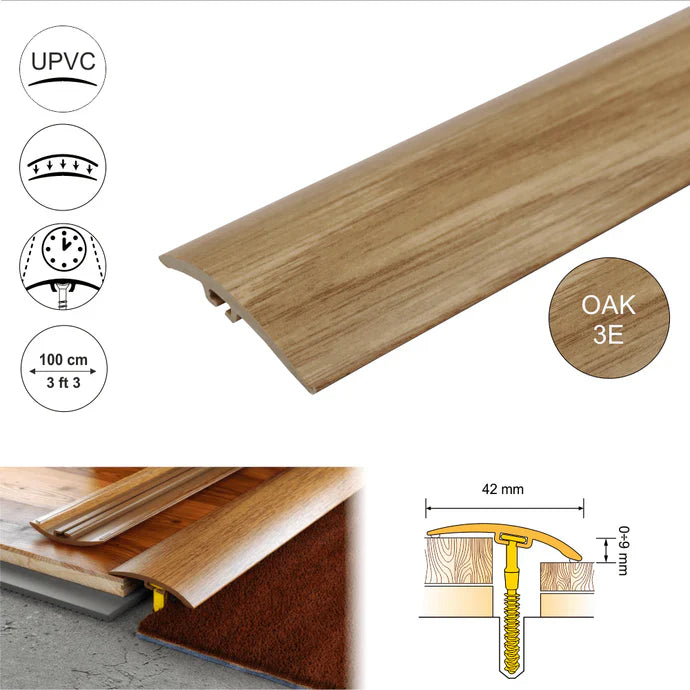 D-P0200 42mm Pvc Wood Effect Door Threshold Strip