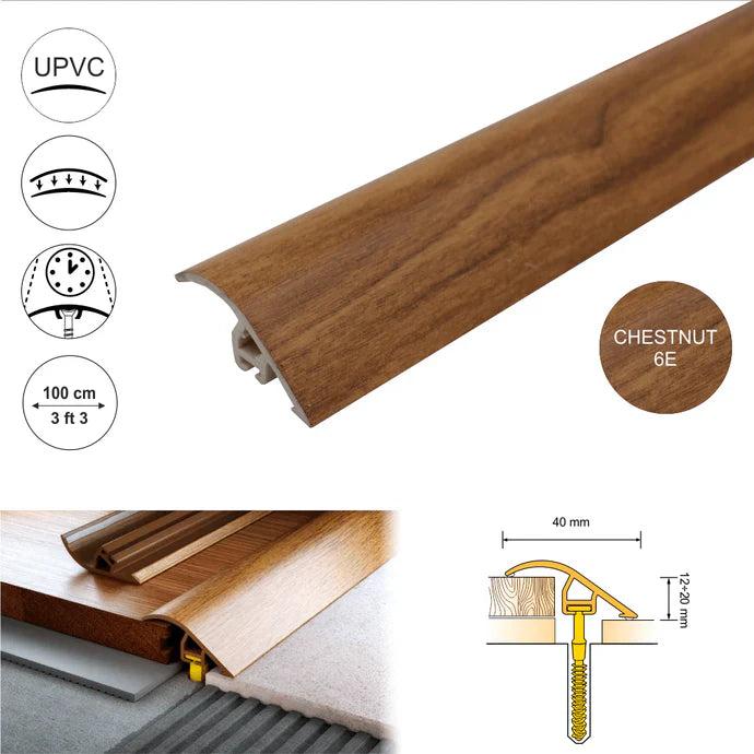 D-PS400 40mm Pvc Wood Effect Door Threshold Ramp Profile