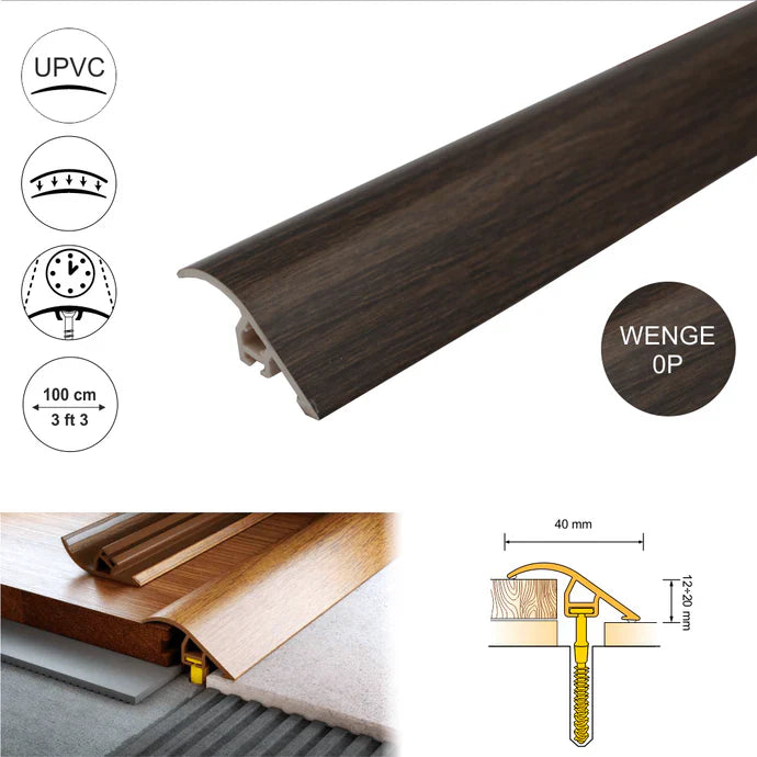 D-PS400 40mm Pvc Wood Effect Door Threshold Ramp Profile