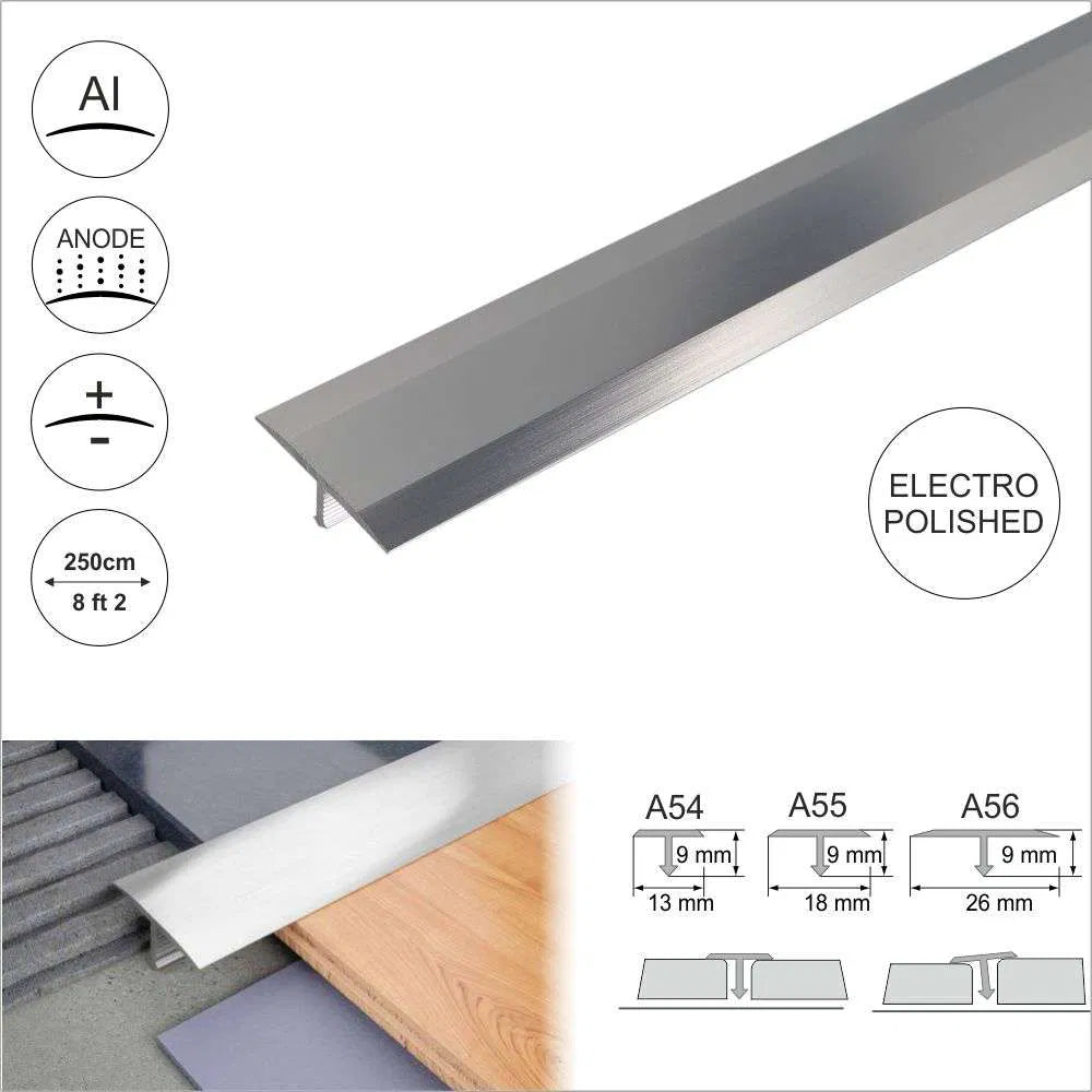A55 18mm Aluminium T Bar Threshold Trim | Tile Edge Protection & Smooth Transition 4