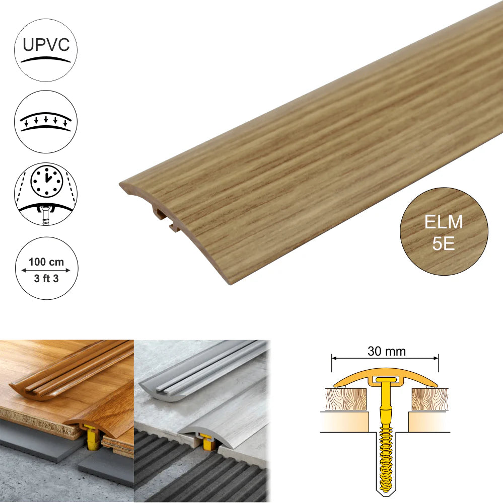 D-P0300 30mm PVC wood effect door threshold strip for smooth UK floor transitions & edge protection 3