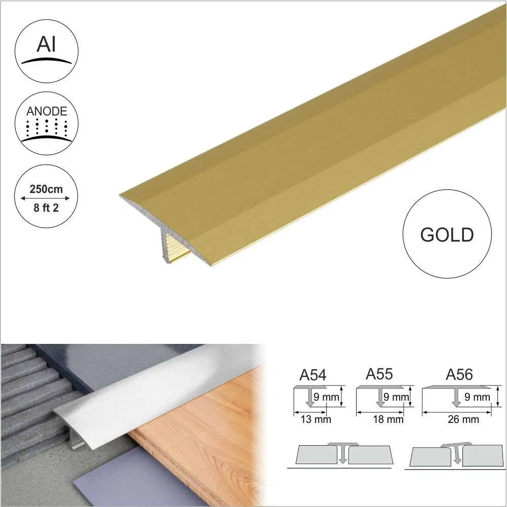 A55 18mm Aluminium T Bar Threshold Trim | Tile Edge Protection & Smooth Transition 5