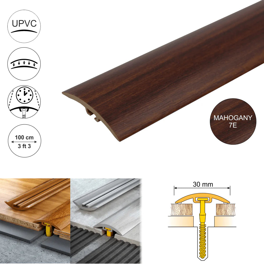 D-P0300 30mm PVC wood effect door threshold strip for smooth UK floor transitions & edge protection 4