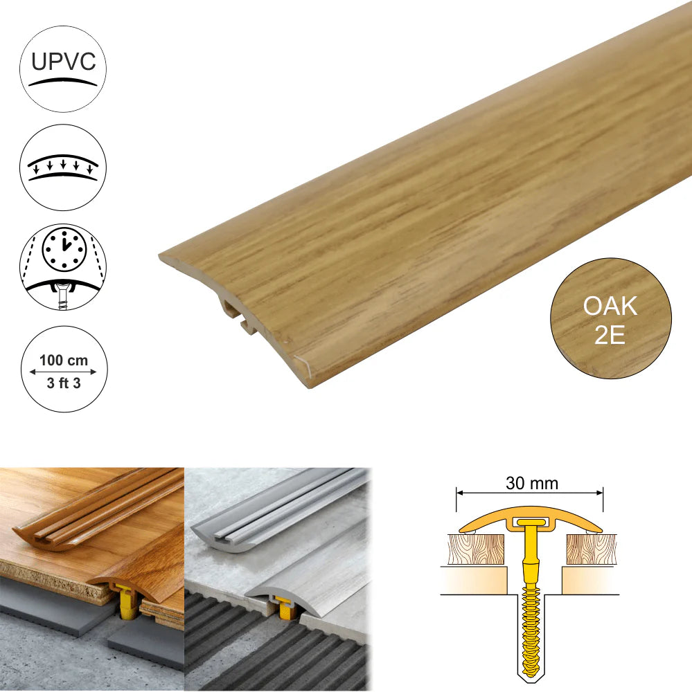 D-P0300 30mm PVC wood effect door threshold strip for smooth UK floor transitions & edge protection 5
