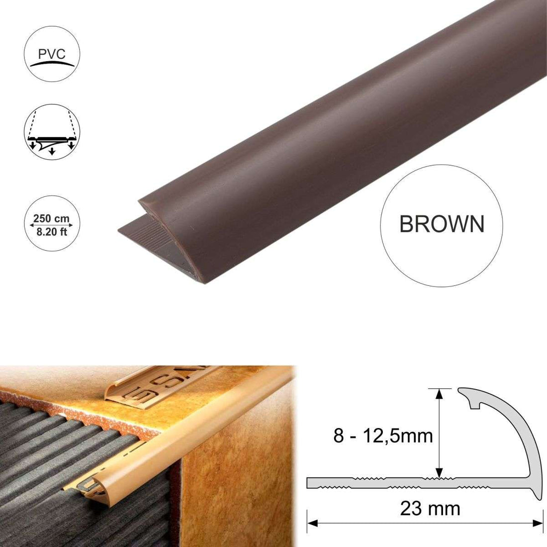 Round Edge PVC Tile Trims Quadrant Tile 8,10,12.5mm