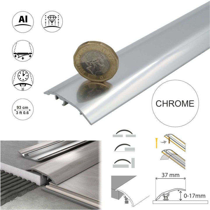 Aluminium Floor Edging Strip Door Threshold Adjustable for Smooth Floor Transitions S16