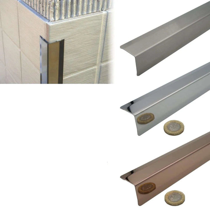 Stainless steel angle wall  cladding corner trim protector bevelled edges 30x30mm