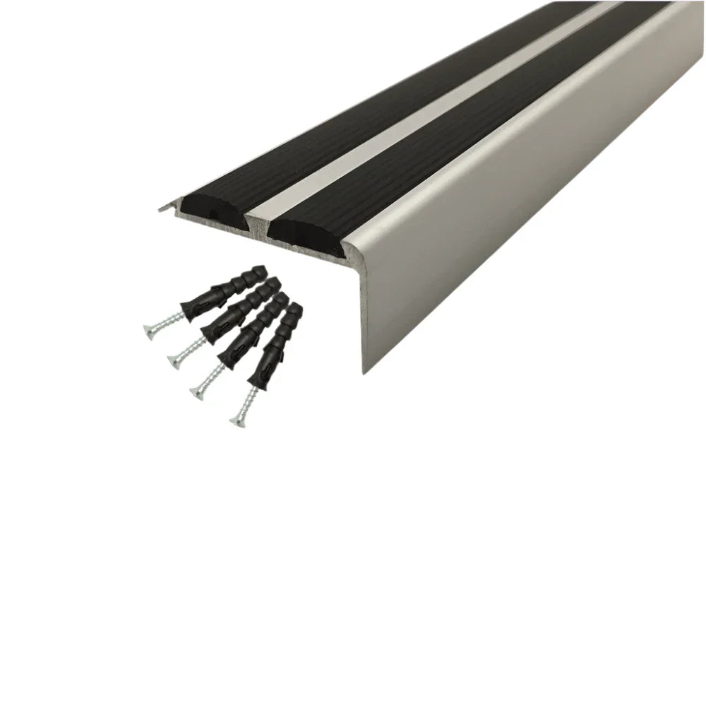 A37 36x20mm Anodised Aluminium Non-Slip Rubber Stair Nosing Edge Trim for Safe UK Stairs 2