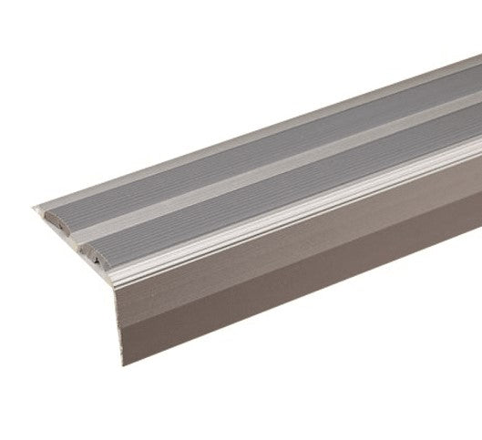 SA11 40 x 20mm Anodised Aluminium Non Slip Rubber Stair Nosing Edge Trim With Insert