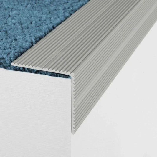 A34 35 x 35mm Anodised Aluminium Self Adhesive Non Slip Ribbed Treads Stair Nosing Edge Trim
