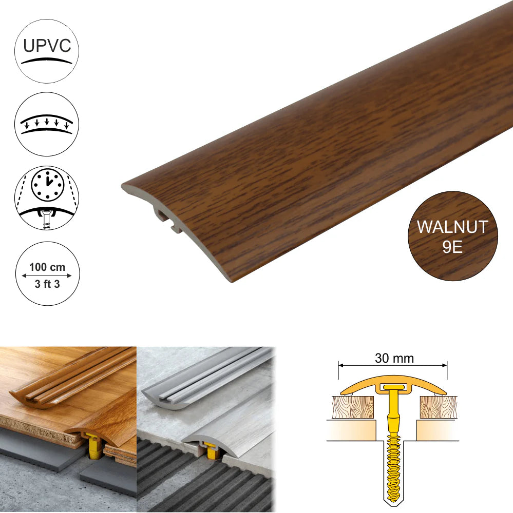 D-P0300 30mm PVC wood effect door threshold strip for smooth UK floor transitions & edge protection 8