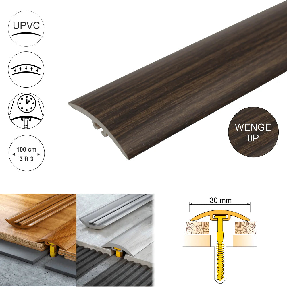 D-P0300 30mm PVC wood effect door threshold strip for smooth UK floor transitions & edge protection 7